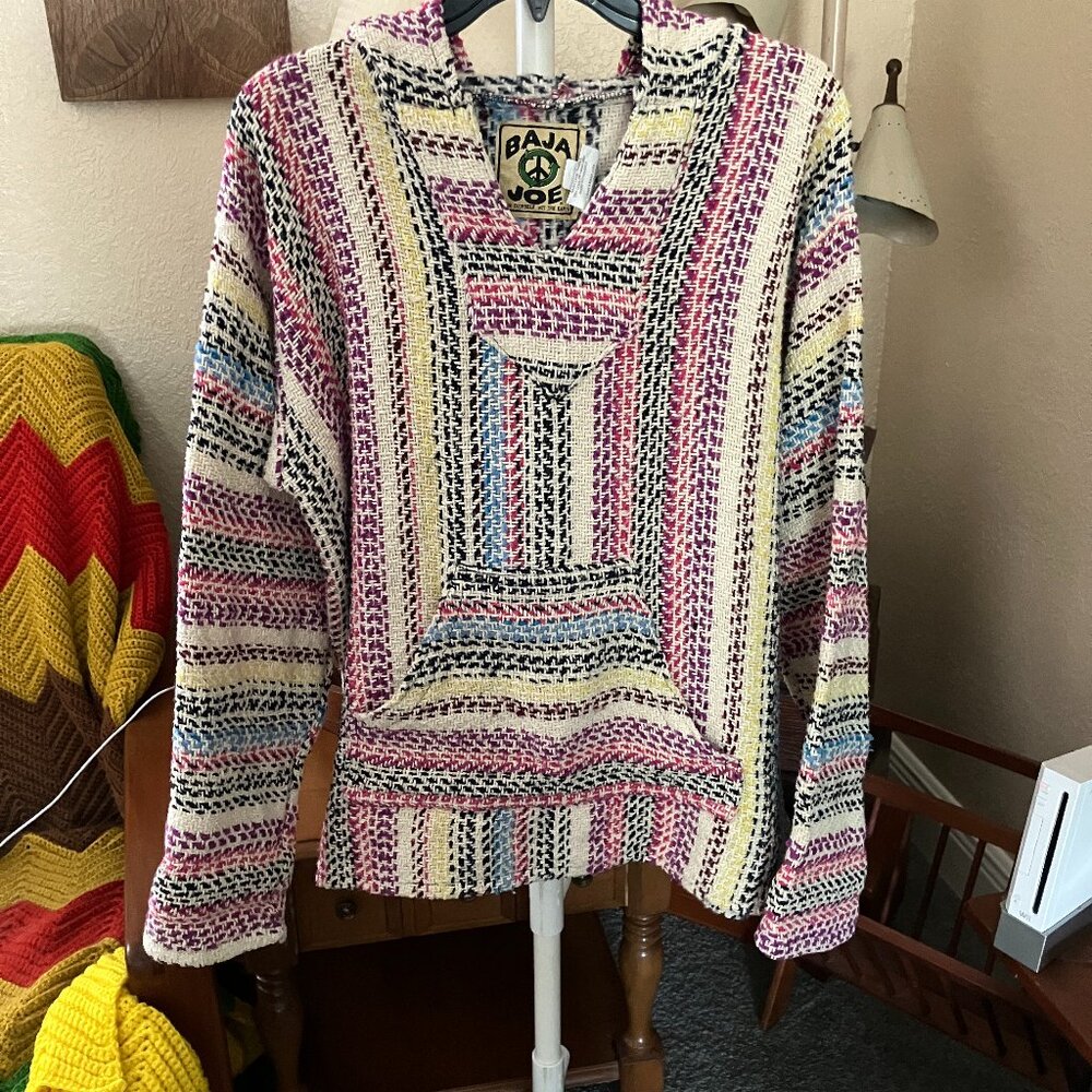Unisex Sz. S Baja Joe Multi-Color Mexican Hoodie Drug Rug